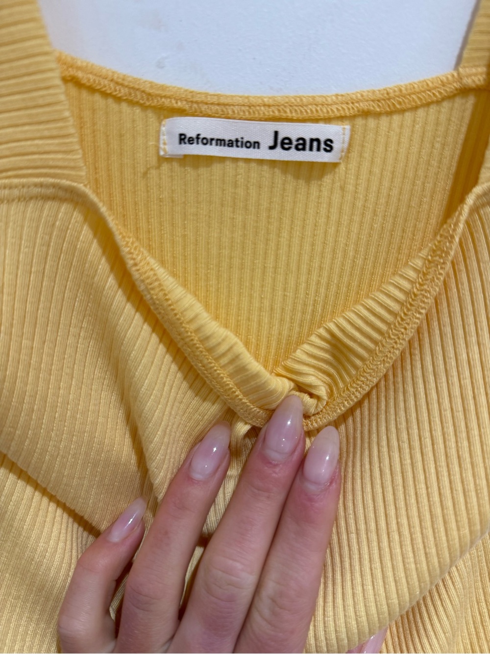 Reformation Ribbed Square Neck Tank - Yellow - Picture 3 of 4